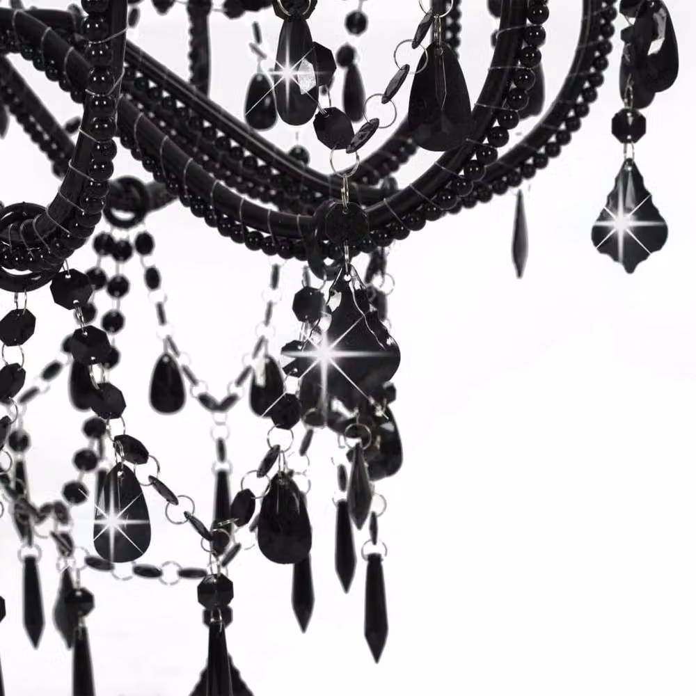 Berkfield Home Antique Black Crystal Bead Chandelier with 12 x E14 Bulbs – 4