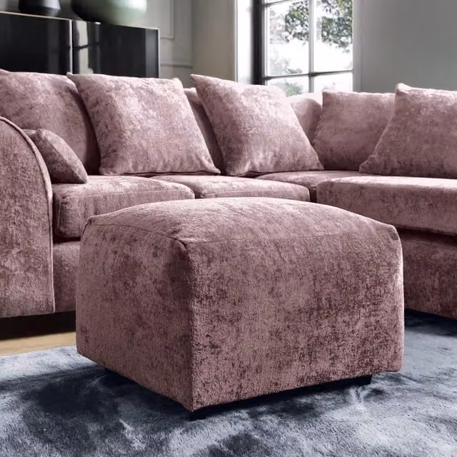 Abakus Direct Harriet Pink Crushed Chenille Footstool