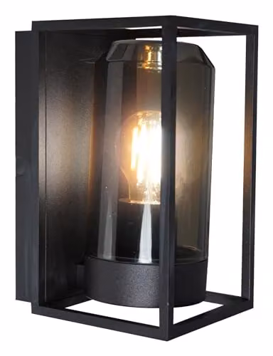 Nordlux Griffin Modern Outdoor Wall Light in Black Metal with Glass, E27, IP44, Mains Powered – 3