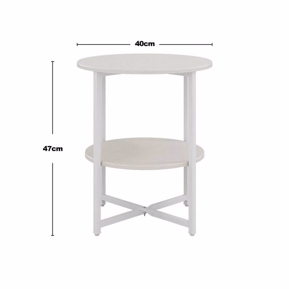 FORGEVIO White Round 2-Tier Modern Side Table and Coffee Table – 2