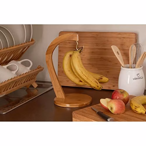 Premier Housewares Freestanding Bamboo Banana Hanger, Brown, W: 21 cm, D: 17 cm, H: 30 cm – 4
