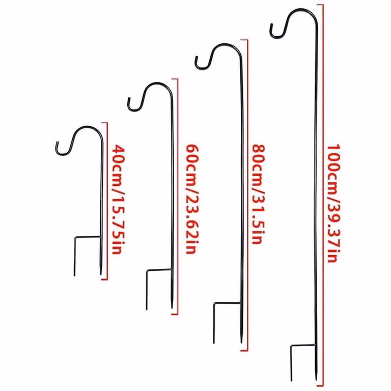 SPETLEK 4-Pack Metal Garden Shepherd Hook Stakes for Hanging Pots in Black