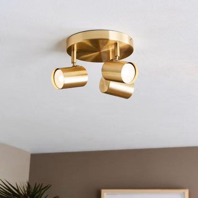 Pagazzi Hereford 3 Light Adjustable Ceiling Spotlight in Gold/Brass – 1