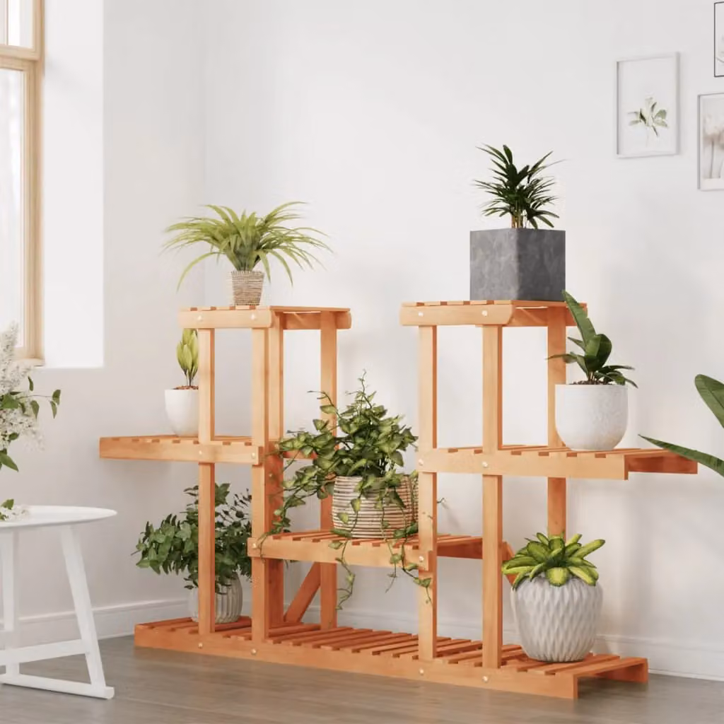 Berkfield Home Retro Wood Flower Stand in Brown, W/D/H: 110 x 25 x 73 cm – 3