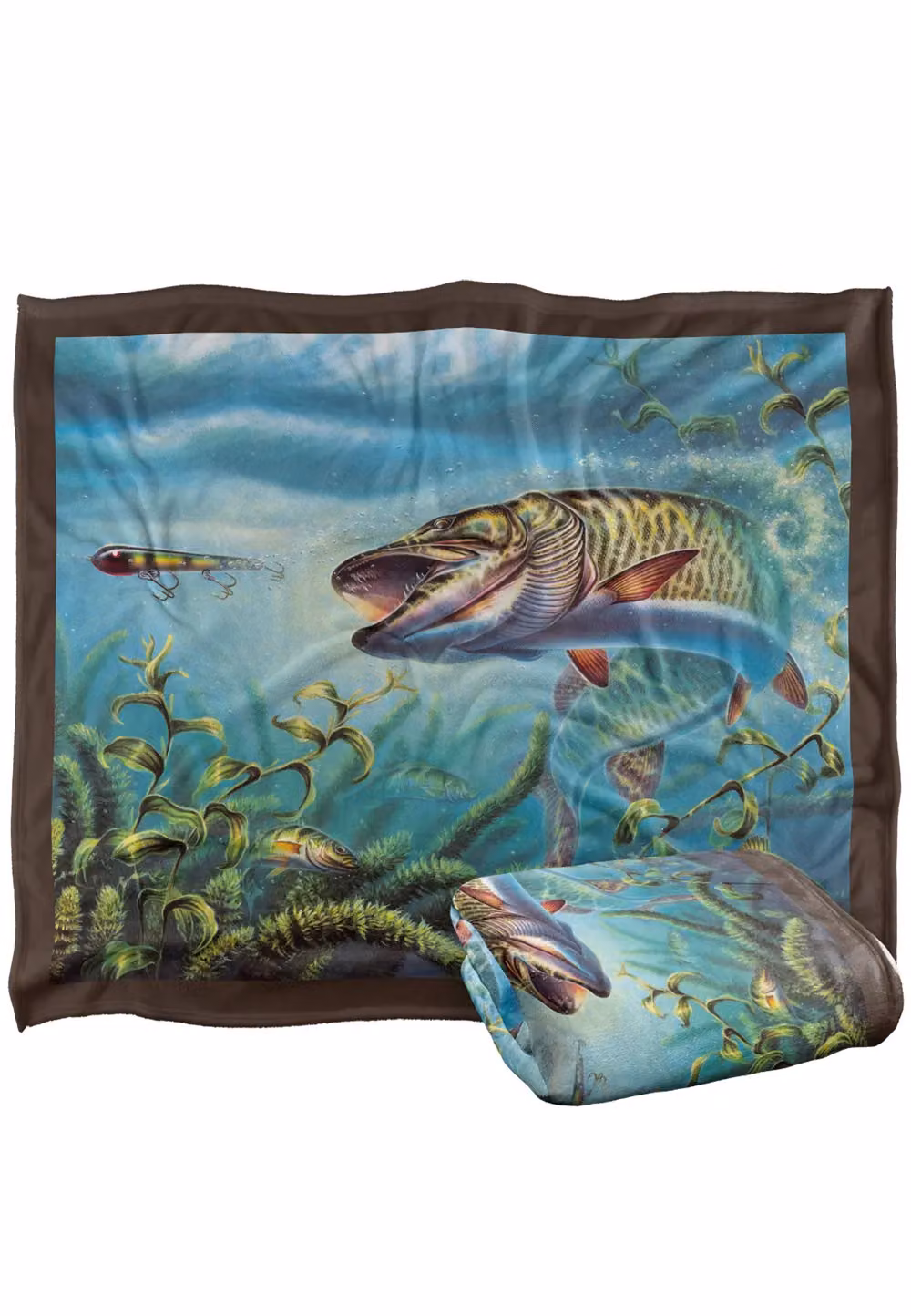JQ Licensing Provoked Musky Fishing Super Soft Silky Touch Fleece Throw Blanket, White, W: 152 cm, D: 127 cm – 2