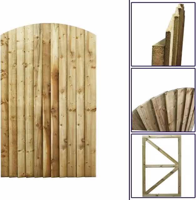 Premier Garden Supplies Overlapped Feather Edge Arch Top Pedestrian Garden Gate, Pressure Treated Wood, Height: 105 cm, Width: 180 cm