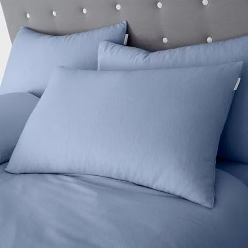 Catherine Lansfield Blue Checked Brushed Cotton Single Duvet Cover and Pillowcase Set, W/D/H: 135 x 200 cm, Pillowcase: 50 x 75 cm – 1