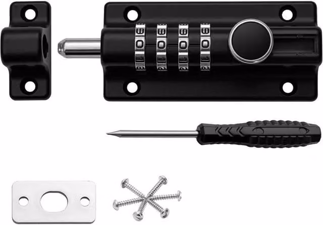Kelvenix Combination Bolt Lock in Black, Stainless Steel, Width: 520 mm