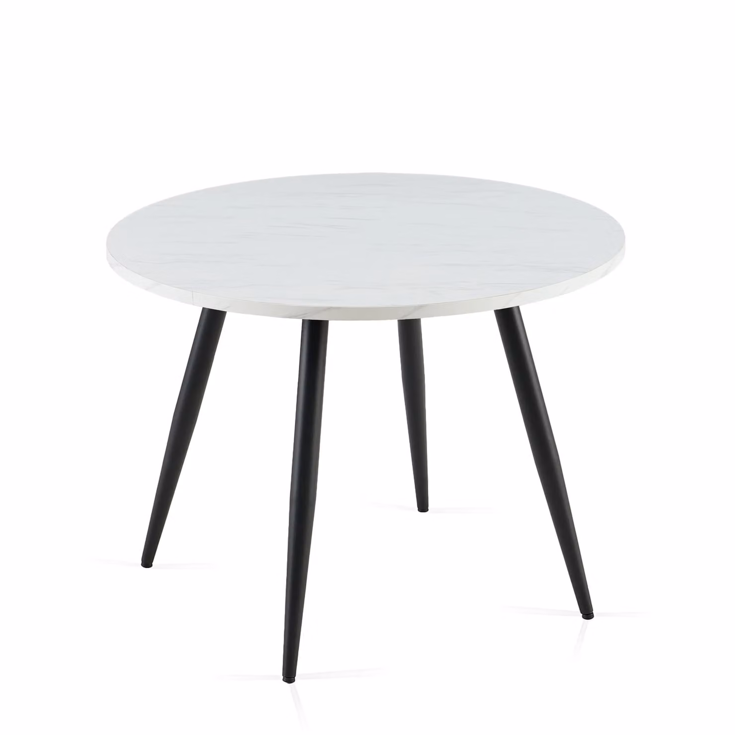 SONARA Round Rustic Dining Table with Wood Top and White Metal Legs, Diameter: 100 cm, Height: 75 cm – 1