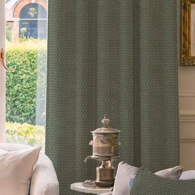 HOUSE Llewelyn-Bowen Made To Measure Blackout Floral Fabric Curtains in Green