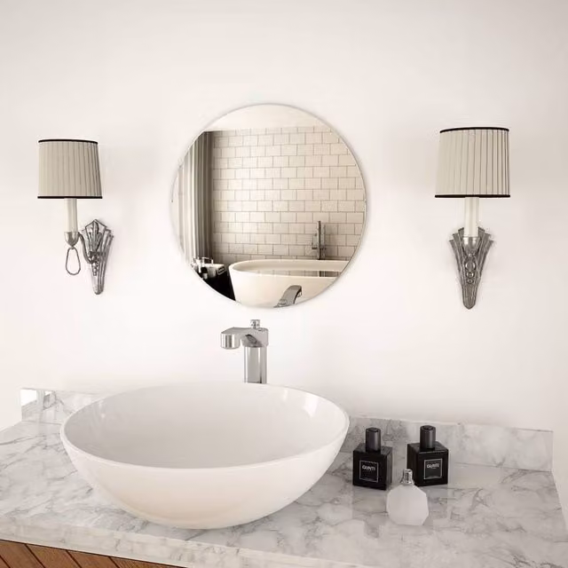 Berkfield Home Round Glass Wall Mirror in Silver, Diameter: 40 cm