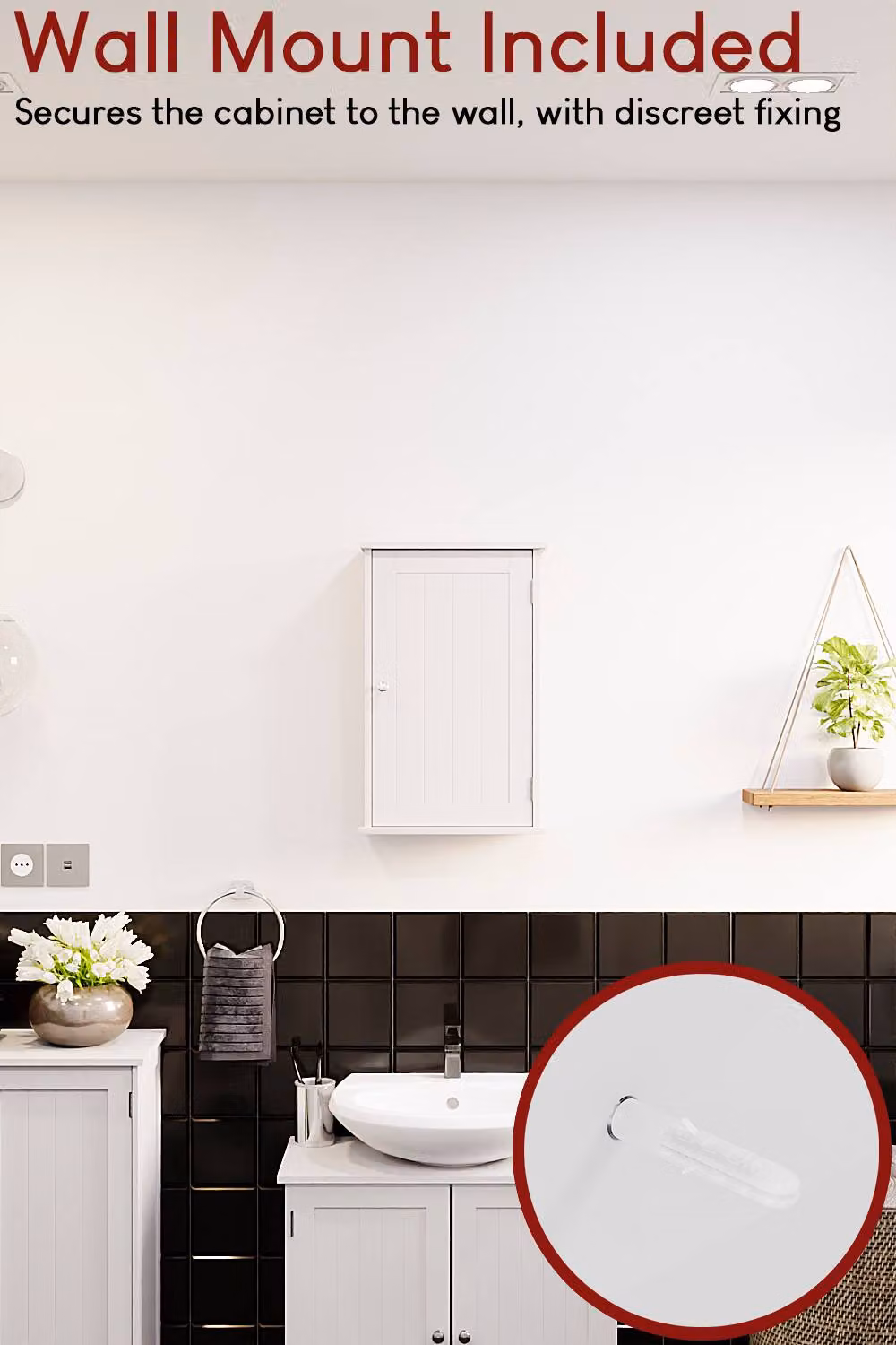 HD Designs Priano White 1 Door Wall Mounted Bathroom Storage Cabinet with Internal Shelves W/D/H: 50 x 30 x 14 cm – 3