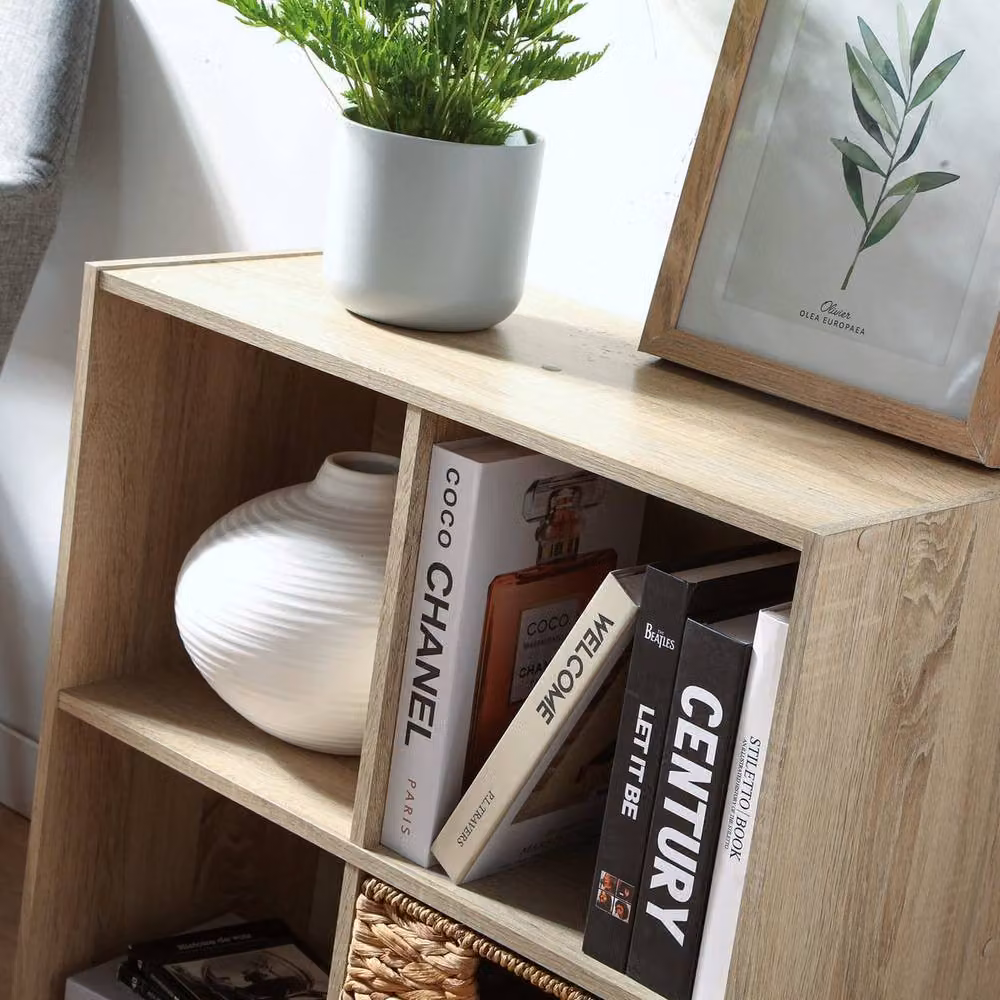 CALICOSY 4-Compartment COMPO Cabinet in Light Oak, H 61.5 cm x W 61.5 cm x D 29.5 cm – 5