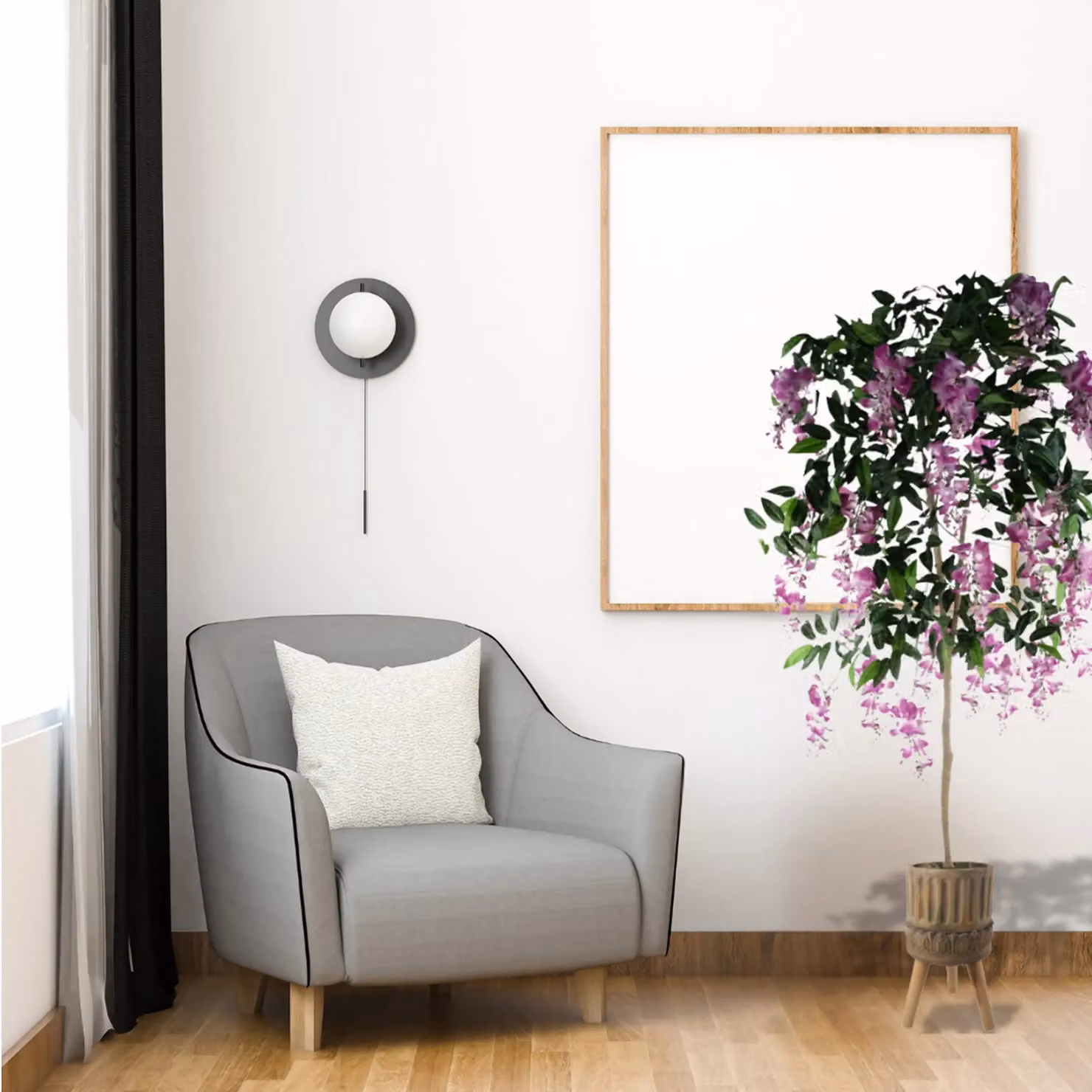 Pegdev 150cm Pink Artificial Wisteria Tree in a Rustic Black Fibreglass Planter – 3