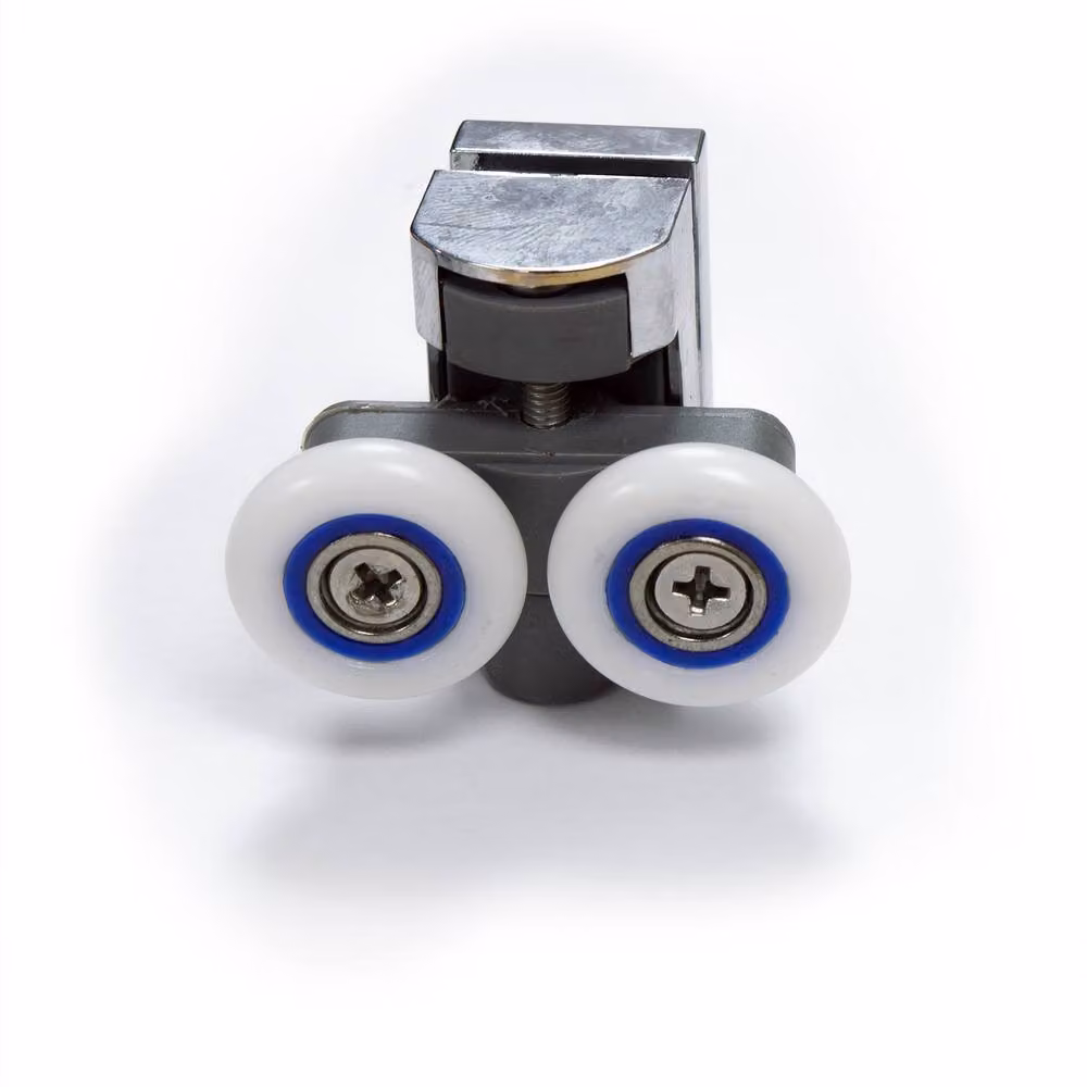 Nes Home Chrome 8 Shower Door Wheels with 4 Top and 4 Bottom Roller Runners in Black, 23mm – 2