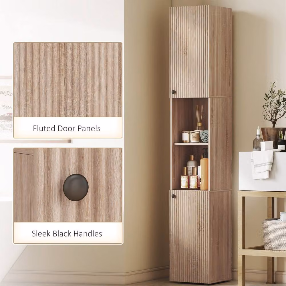 Wyld Haus Zivi Tall 6 Tier Bathroom Storage Cabinet in Sand and Brown, H 182 x W 31 x D 30 cm – 5