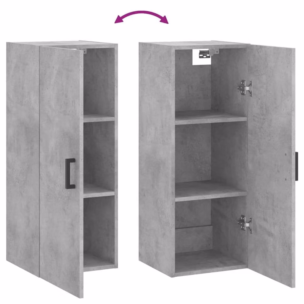 Berkfield Home Wall Mounted Cabinet in Concrete Grey, W/D/H: 34.5 x 34 x 90 cm – 3