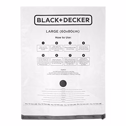 BLACK+DECKER Vacuum Storage Bags, White and Transparent, W/D/H: 80 x 60 x 4 cm – 1