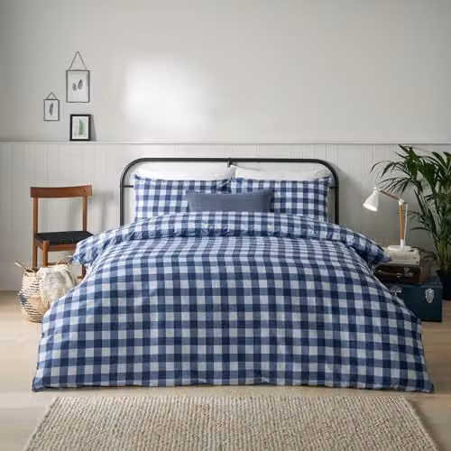 Riva Home Blue Checked Reversible Duvet Cover Set, W/H: 180 x 200 cm – 1