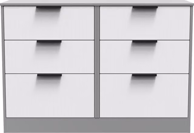 Ready Assembled 2 U Denver 6 Drawer Wide Chest in Mid Grey