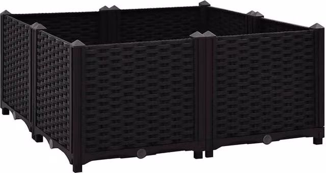 Berkfield Home Black Polypropylene Raised Bed, W/D/H: 80 x 80 x 38 cm