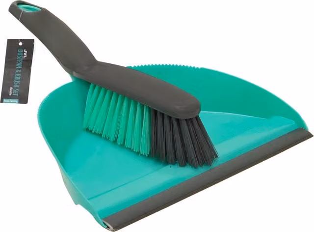 JVL Turquoise Plastic Dustpan and Brush Set