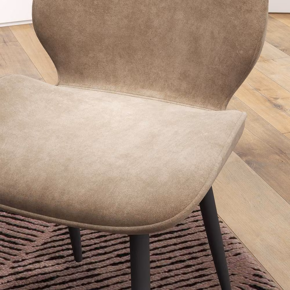 STILVORA Set of 2 Modern Brown Velvet Dining Chairs with Metal Legs – 6