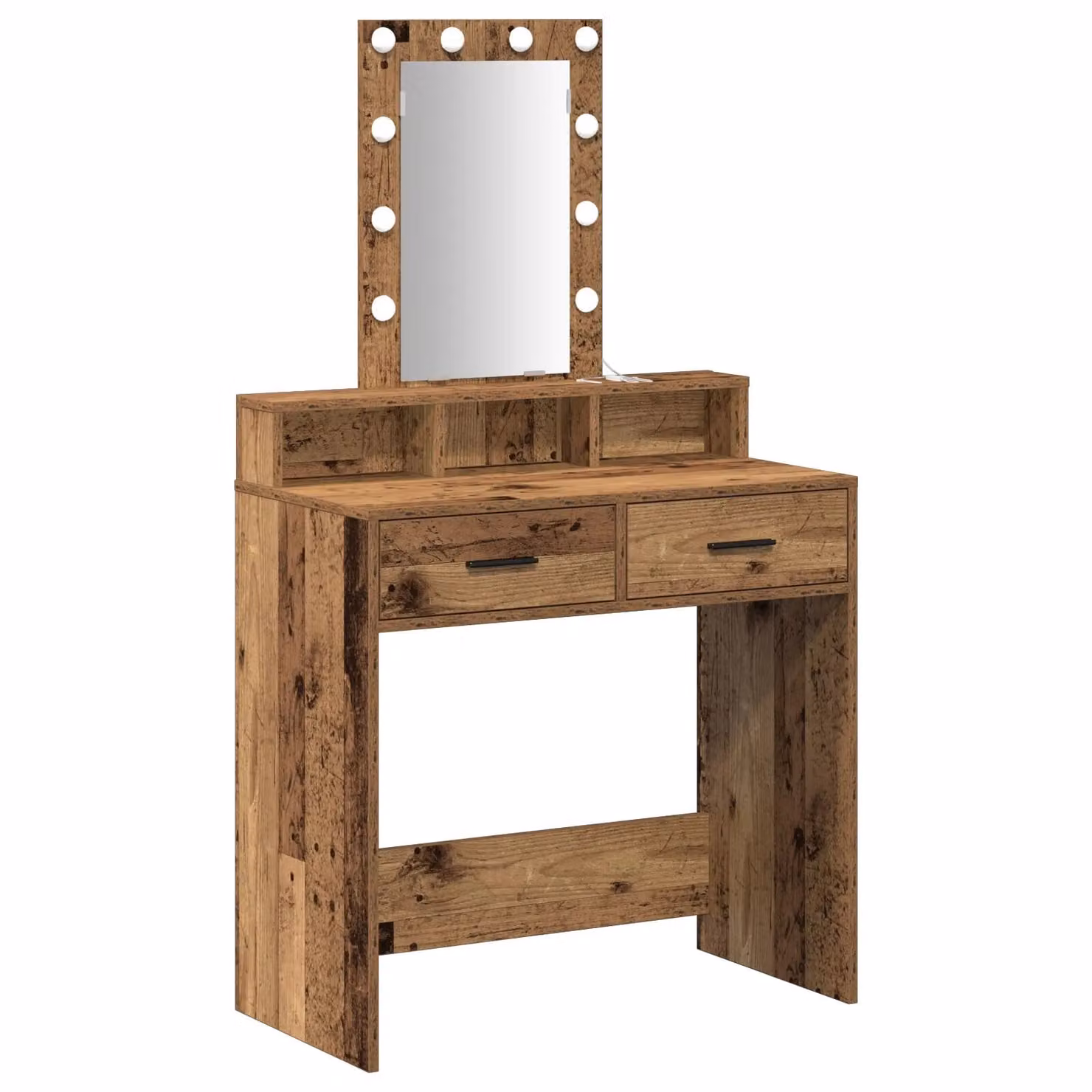 Berkfield Home Vintage Wood Style Dressing Table with Hollywood LED Lights, Brown, W/D/H: 79 x 41 x 140 cm – 2