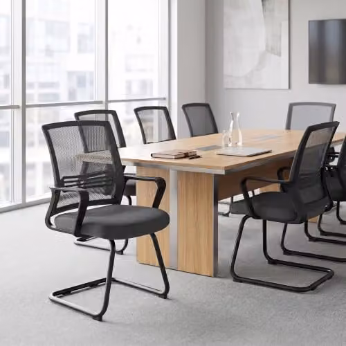 HOMCOM Grey Fabric Office Chair with Armrests and Cantilever Base – 8