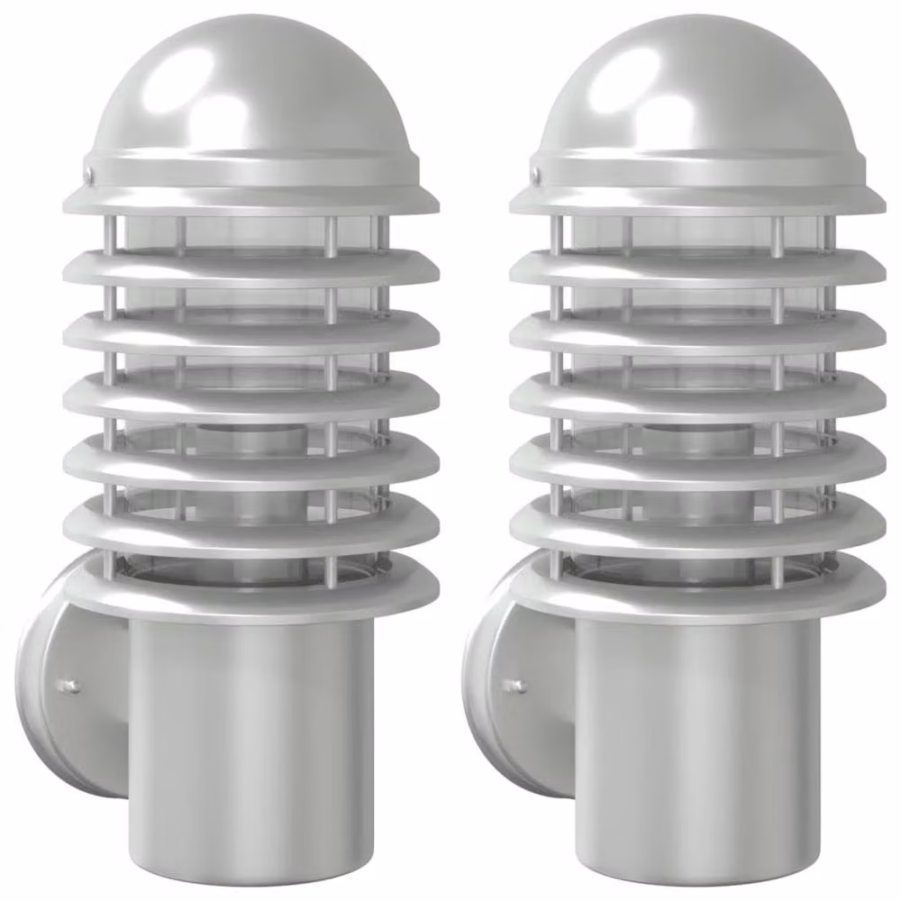 Berkfield Home Silver Stainless Steel Outdoor Wall Lights, 2 Pack – 2