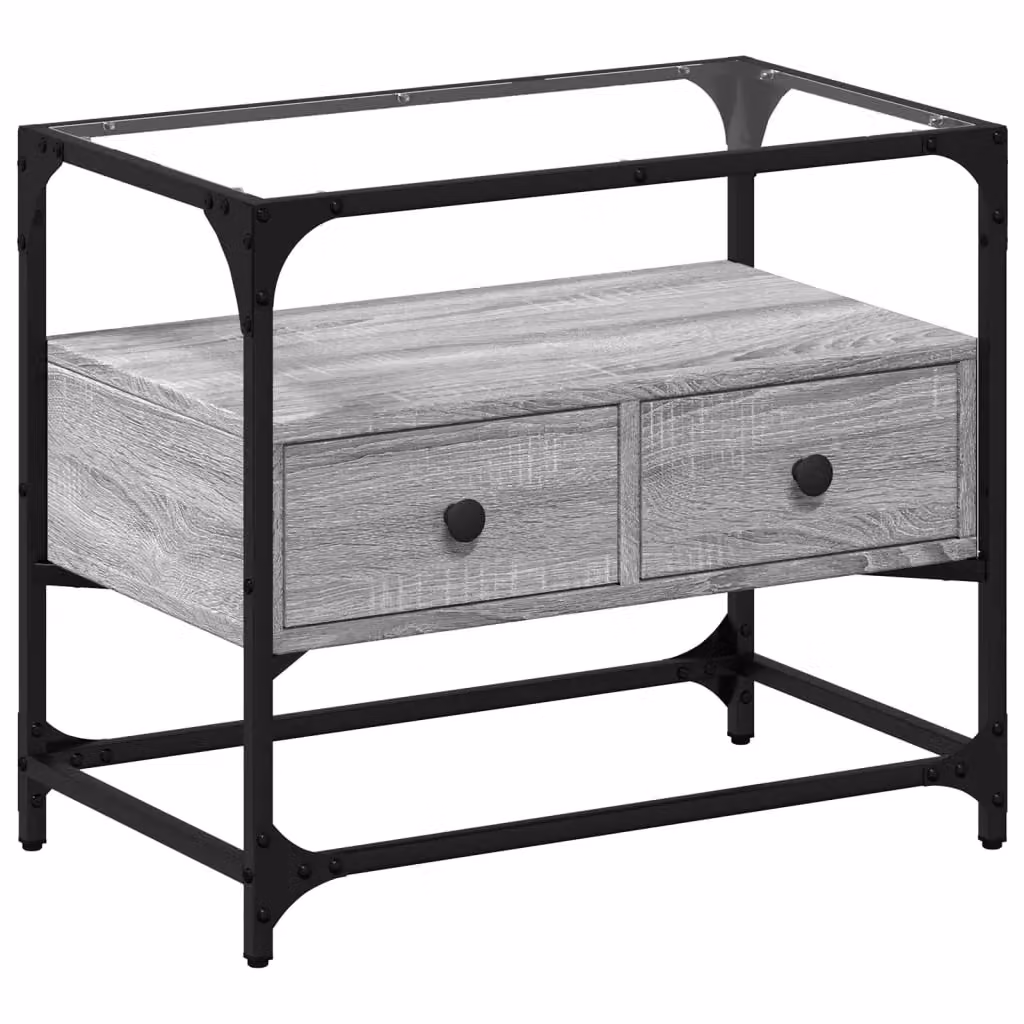Berkfield Home TV Cabinet in Grey Sonoma with Glass Top, W/D/H: 60 x 35 x 51 cm – 2