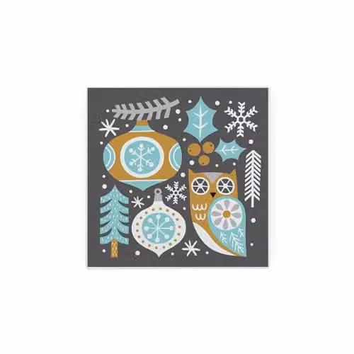 Purely Home Festive Owl Glass Hot Pot Stand Trivet, Multicolour and Grey, W: 20 cm x D: 20 cm x H: 4 cm – 2
