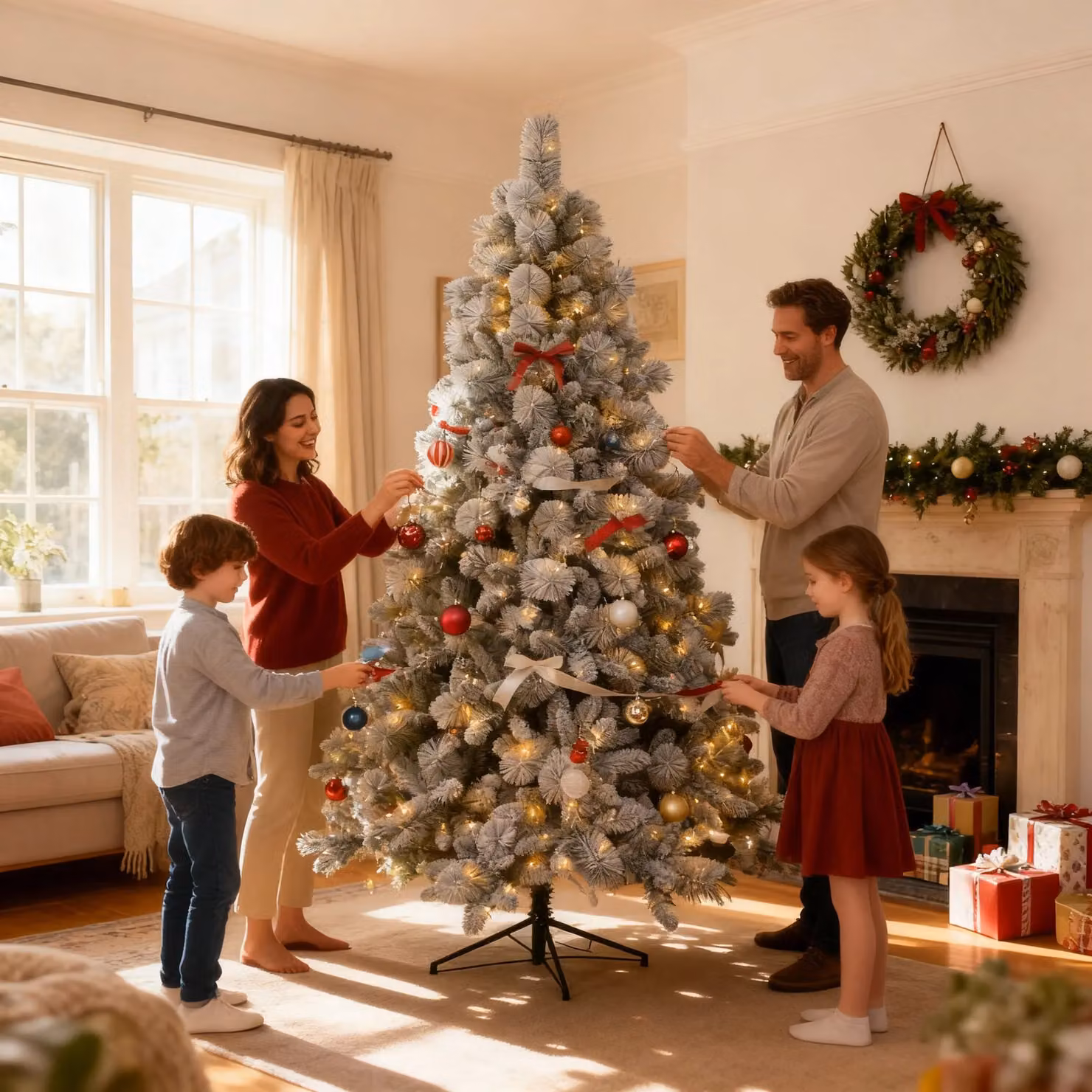 Shatchi 4ft Helsinki Prelit Green Christmas Tree with Warm White LEDs – 5