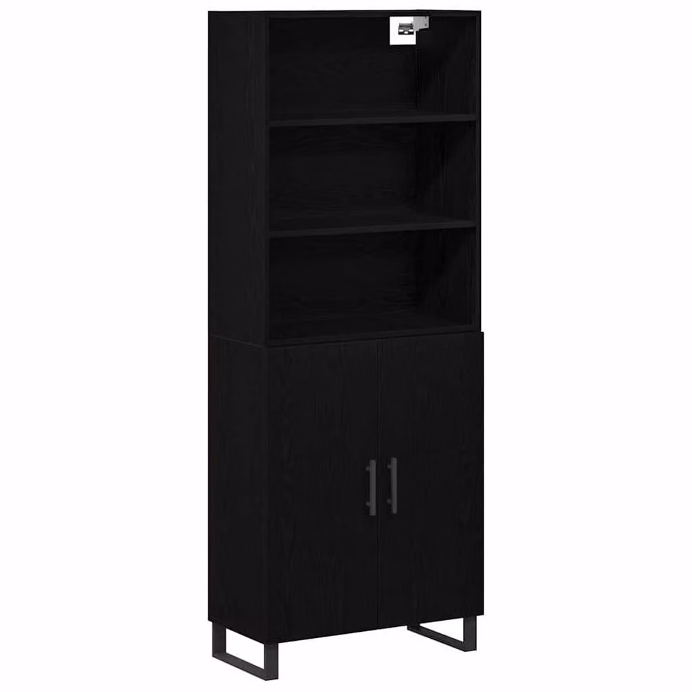 Berkfield Home Modern Black Oak Highboard with Hinged Doors and Internal Shelves, W/D/H: 69.5 x 34 x 180 cm – 2