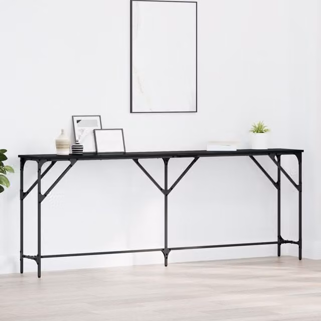 Berkfield Home Modern Black Oak Console Table, W: 200 cm, D: 29 cm, H: 75 cm