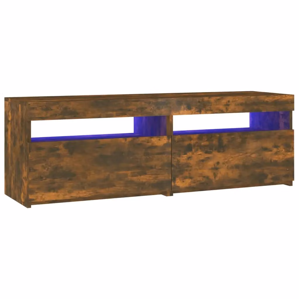 Berkfield Home Modern TV Cabinet with Integrated LED Lights in Smoked Oak Brown, W/D/H: 120 x 35 x 40 cm – 2