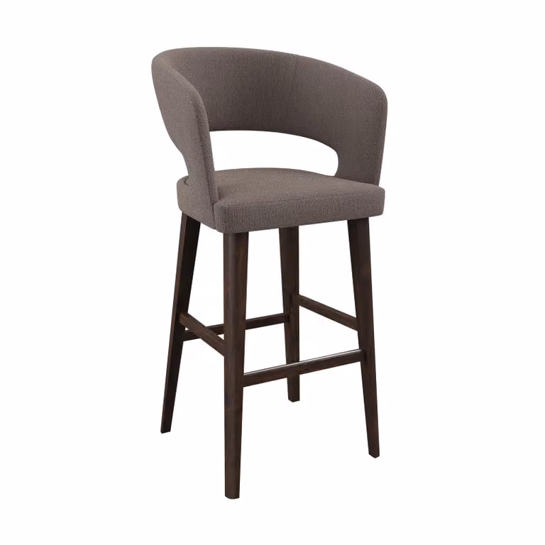 Dome Deco BETA Bar Chair in Grey Fabric with Upholstered Wood Frame