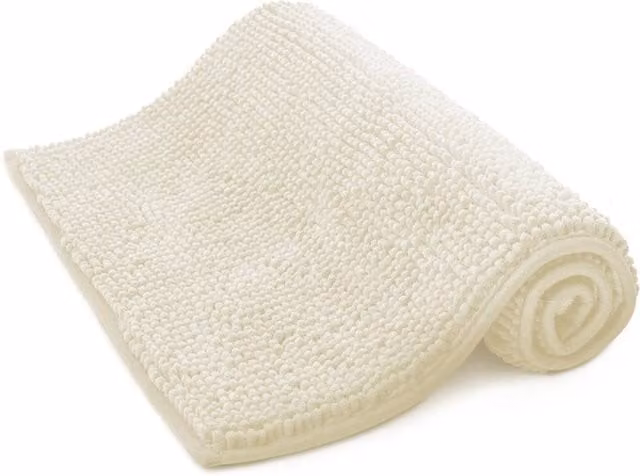Keplin Non-Slip Microfibre and Chenille Bath and Toilet Mat in Beige, W: 50 cm x 80 cm – 1