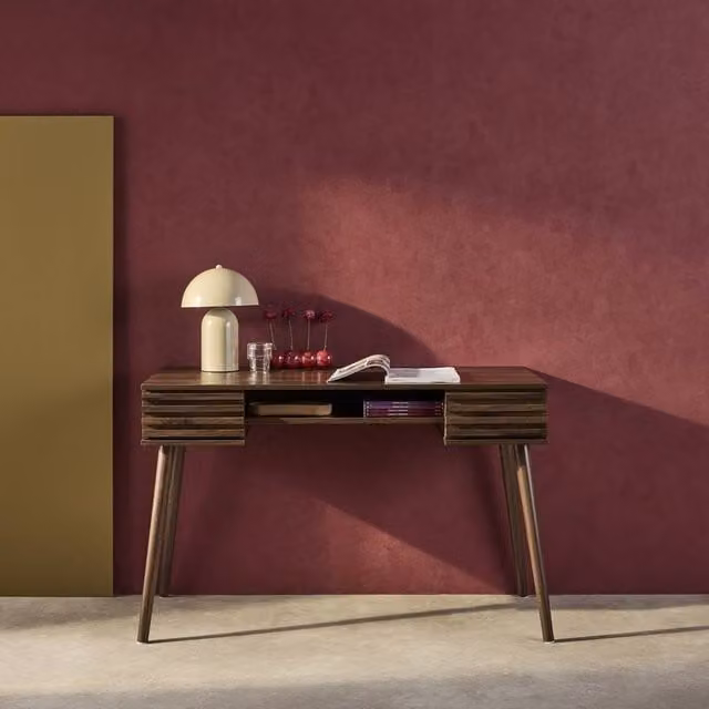 Sweekeek Modern Writing Desk with 2 Drawers in Dark Brown, W/D/H: 120 x 60 x 76.5 cm – 1