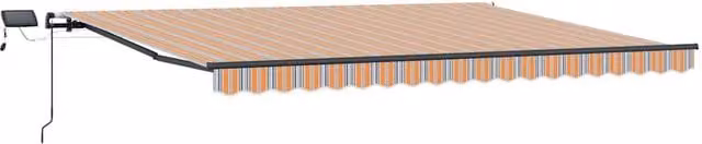 Berkfield Home Manual Retractable Wall-Mounted Folding Arm Awning with Multicolour LED Stripe in Orange, W: 400 cm, D: 300 cm – 1