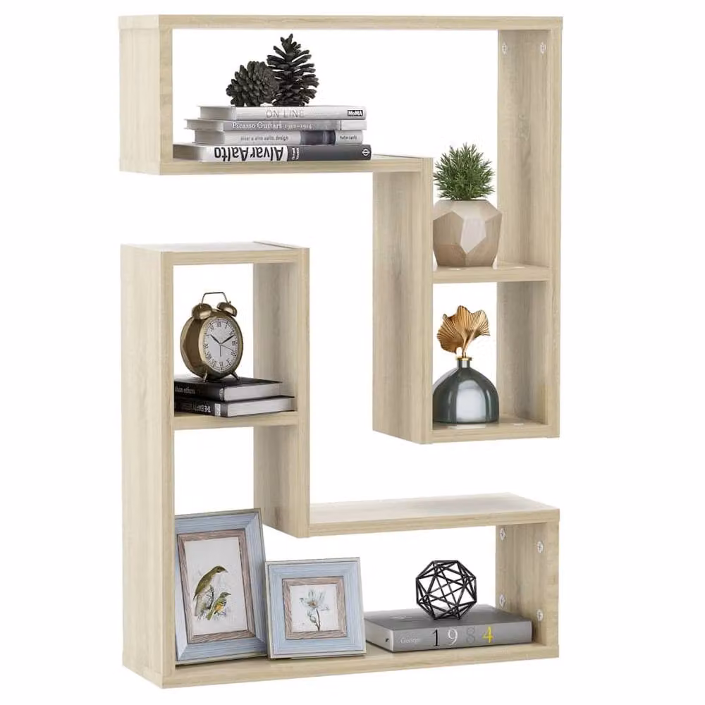 Berkfield Home Wall Shelf 2 Piece Set in Sonoma Oak, Light Brown, W/D/H: 50 x 15 x 50 cm – 3