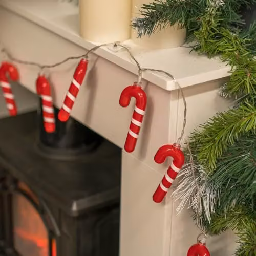 ValueLights Candy Cane String Lights with 10 Warm White Bulbs in Red and White – 4