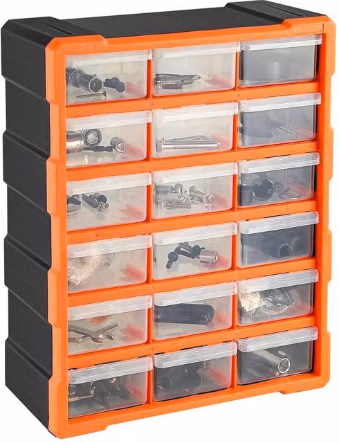 FORGEVIO DIY 18 Drawer Storage Organiser Unit in Multicolour