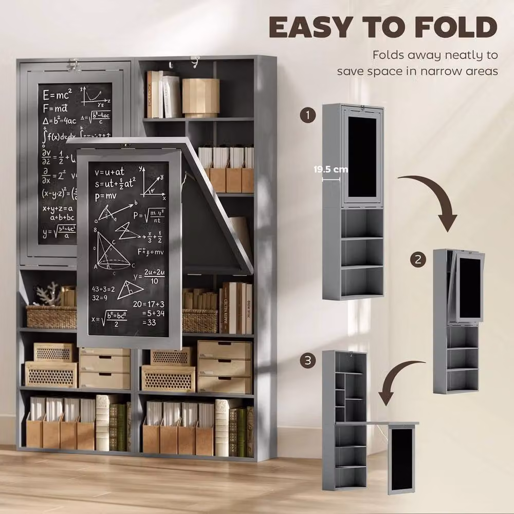 KORVIXA Grey Folding Convertible Writing Desk with Blackboard, W/D/H: 98.0 x 153.0 x 0.6 m2 – 3