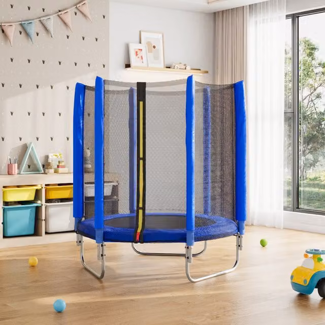 Kidkid Blue Outdoor Mini Trampoline with Safety Enclosure