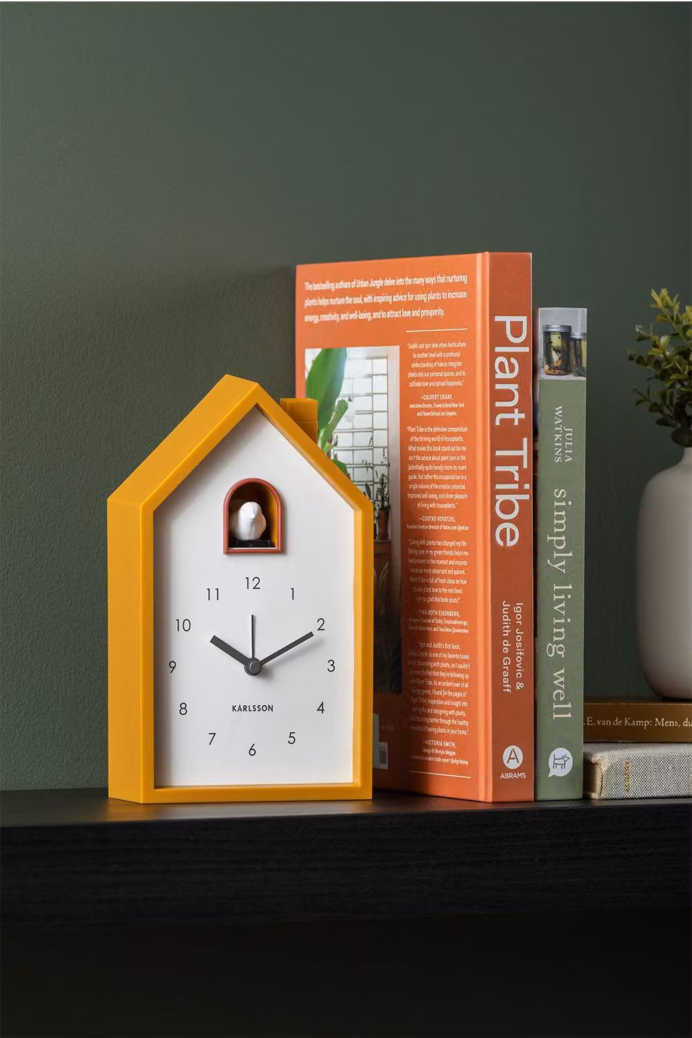 PRESENT TIME Karlsson Modern Cuckoo Analog Tabletop Alarm Clock, Yellow, W/D/H: 12 x 6 x 20 cm – 2