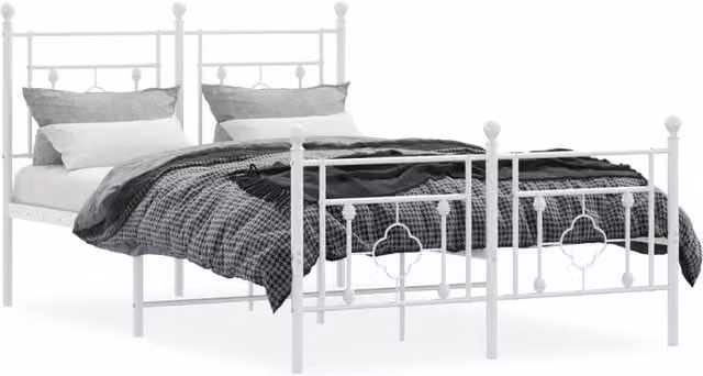Berkfield Home Metal Bed Frame with Footboard and Lift Up Base, White, W/D/H: 120 x 190 cm