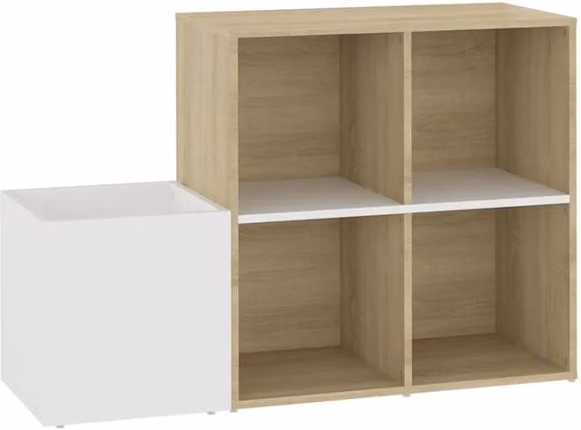 Berkfield Home Hall Shoe Cabinet in White and Beige Sonoma Oak, W: 105 cm, D: 35.5 cm, H: 70 cm