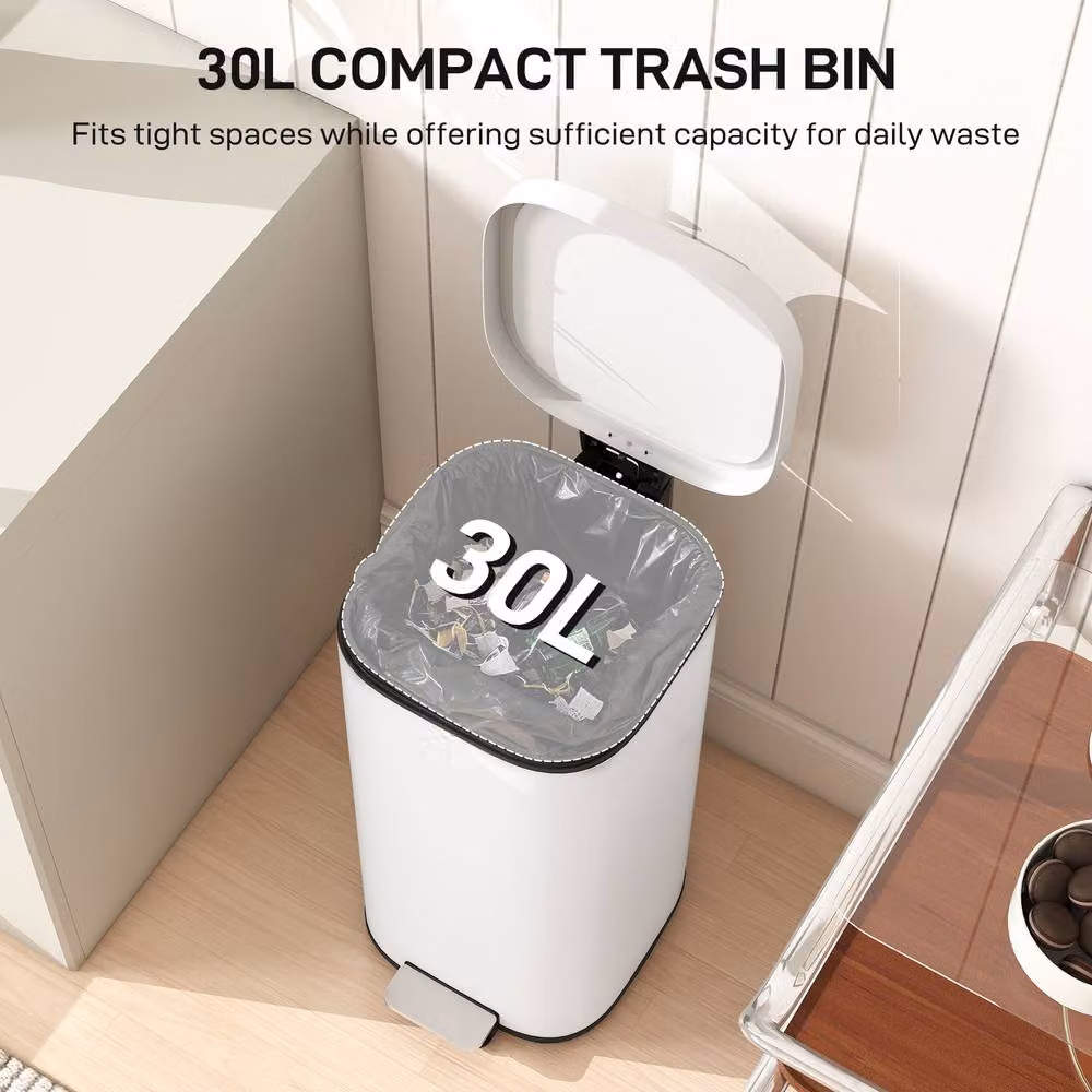 STILVORA 30L Kitchen Bin with Soft-Close Flip Lid in Beige/White – 4