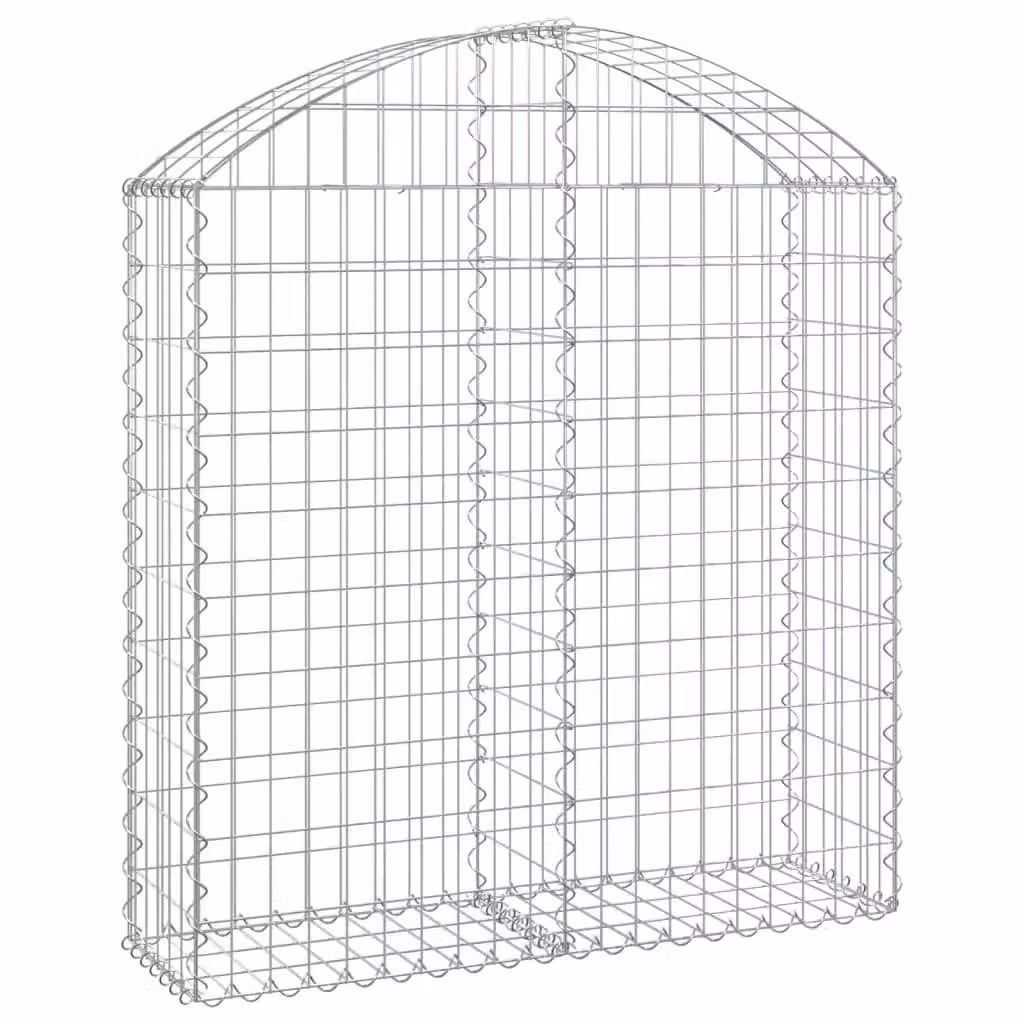 Berkfield Home Arched Gabion Basket in Silver Galvanised Steel, W/D/H: 100 x 30 x 100/120 cm